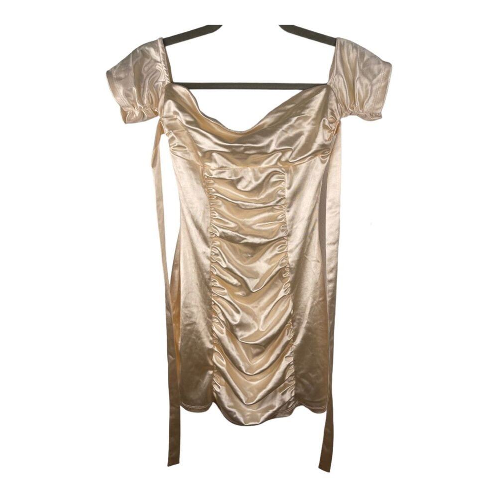 Majorelle Mini Dress Ruched Satin Regency Coquette Delicate Evening Party S